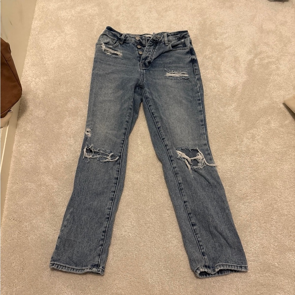 Distressed Blue Jeans